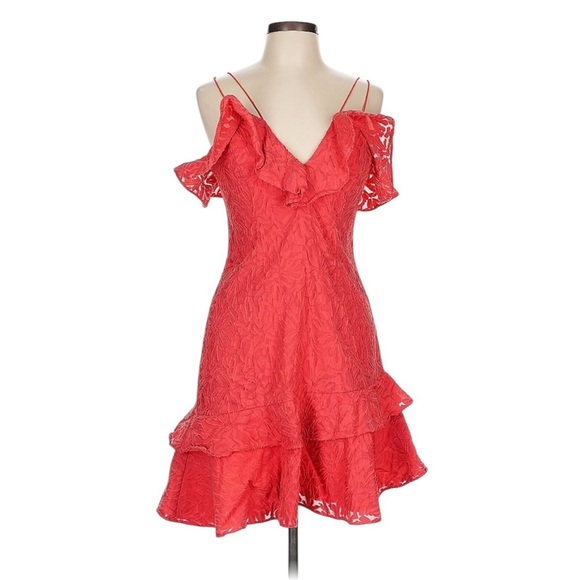 C/MEO Collective More to Give Melon Red Spaghetti Strap Lace Ruffle Mini Size L - Picture 5 of 14
